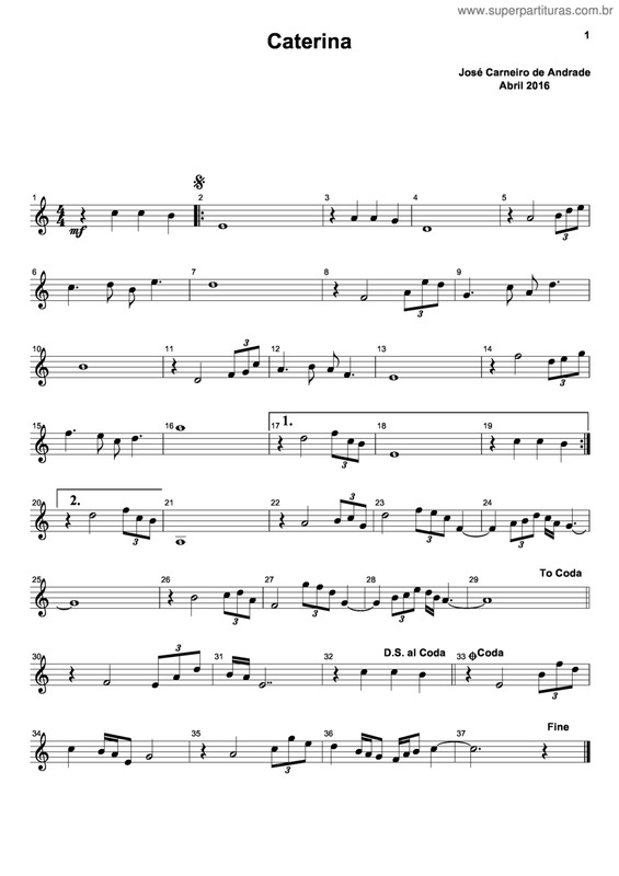 Partitura da música Caterina