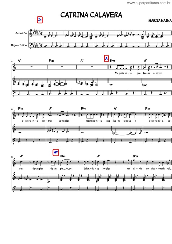 Partitura da música Catrina Calavera – Score