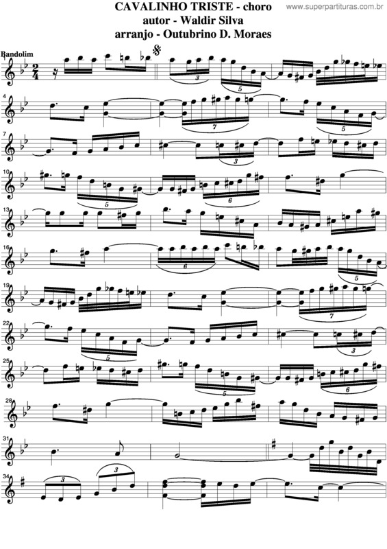 Partitura da música Cavalinho Triste