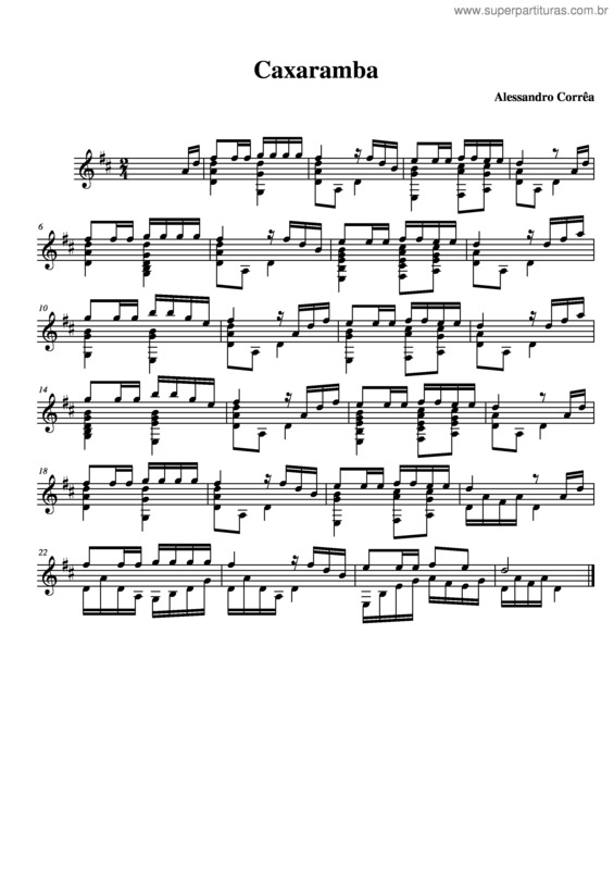 Partitura da música Caxaramba