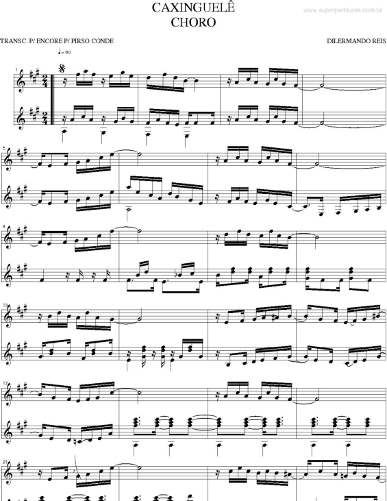 Partitura da música Caxinguelê