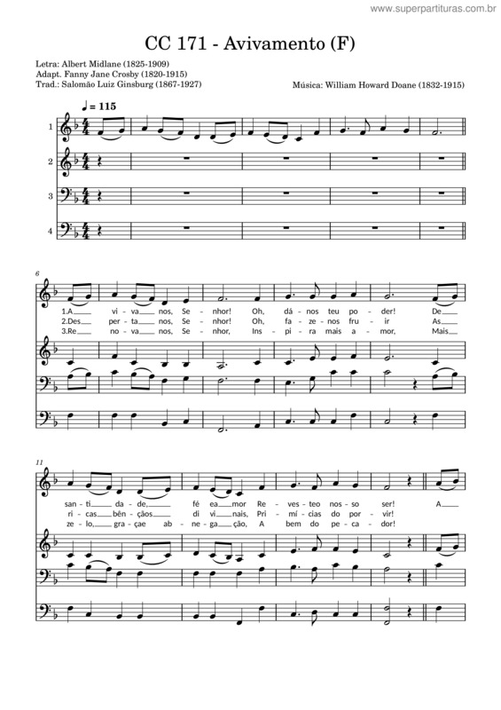 Partitura da música Cc 171 – Avivamento