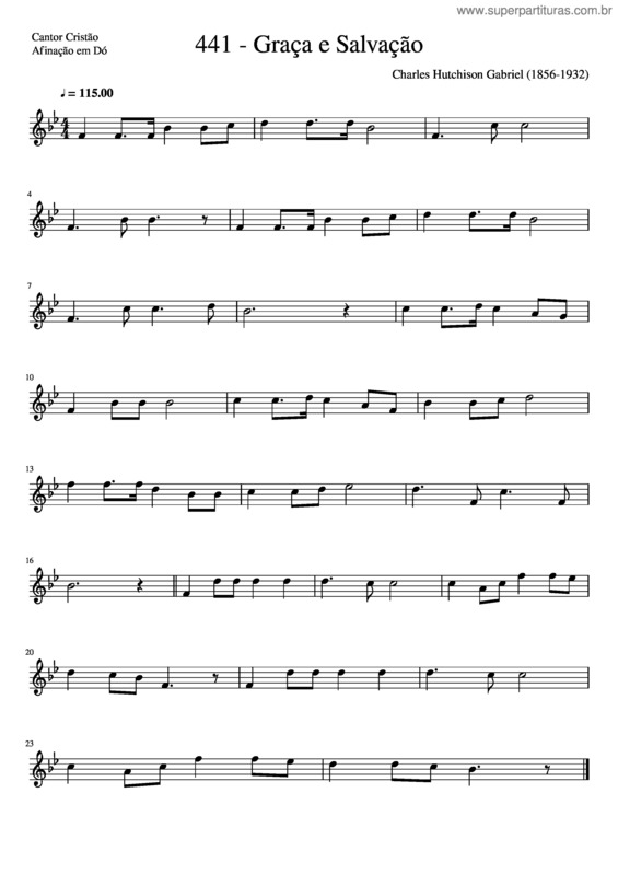 Partitura da música Cc 441 – Graça E Salvação