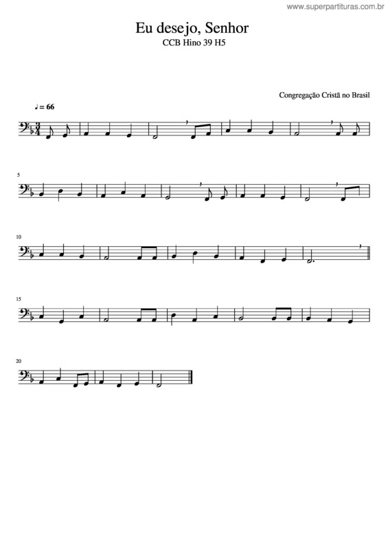 Partitura da música Ccb Hino 39 H5  – Eu Desejo, Senhor