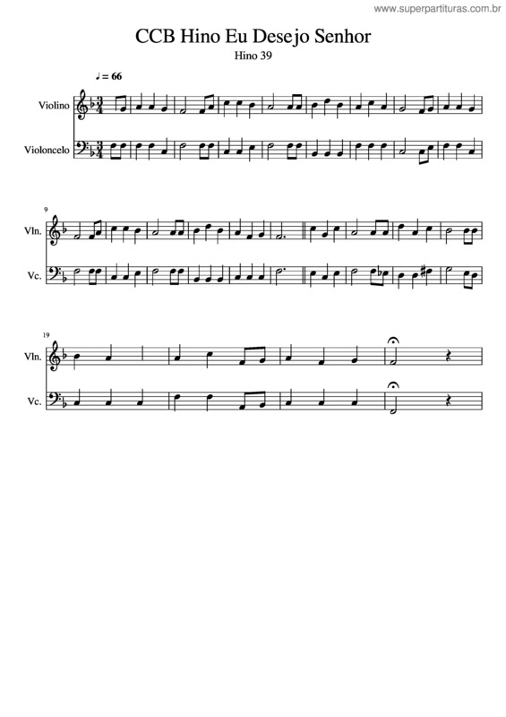 Partitura da música Ccb Hino Eu Desejo Senhor