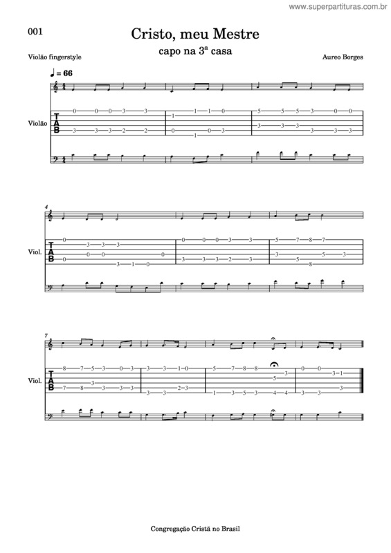 Partitura da música Ccb Hinos – Ccb Hinos 001– Cristo Meu Mestre