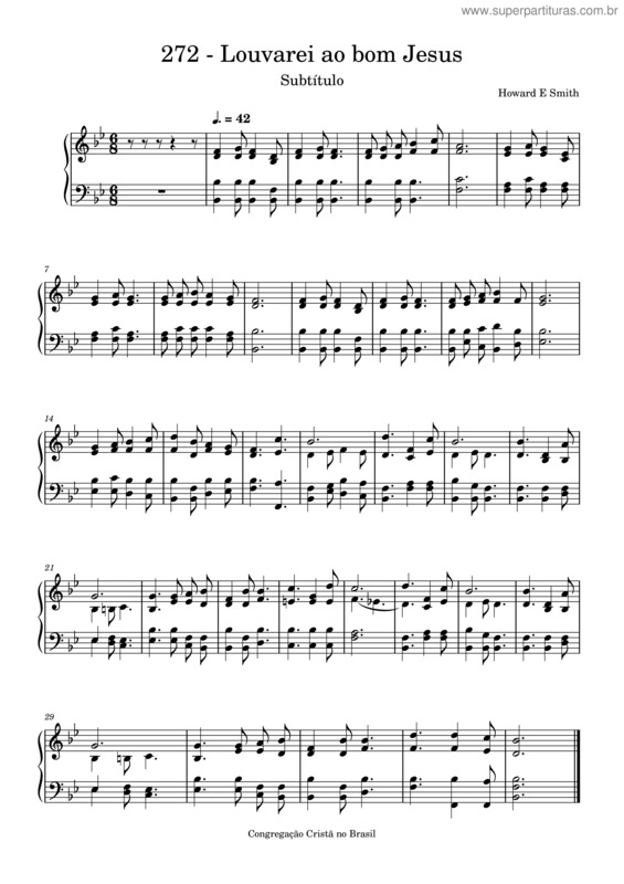 Partitura da música Ccb Hinos – Ccb Hinos 272 – Louvarei Ao Bom Jesus