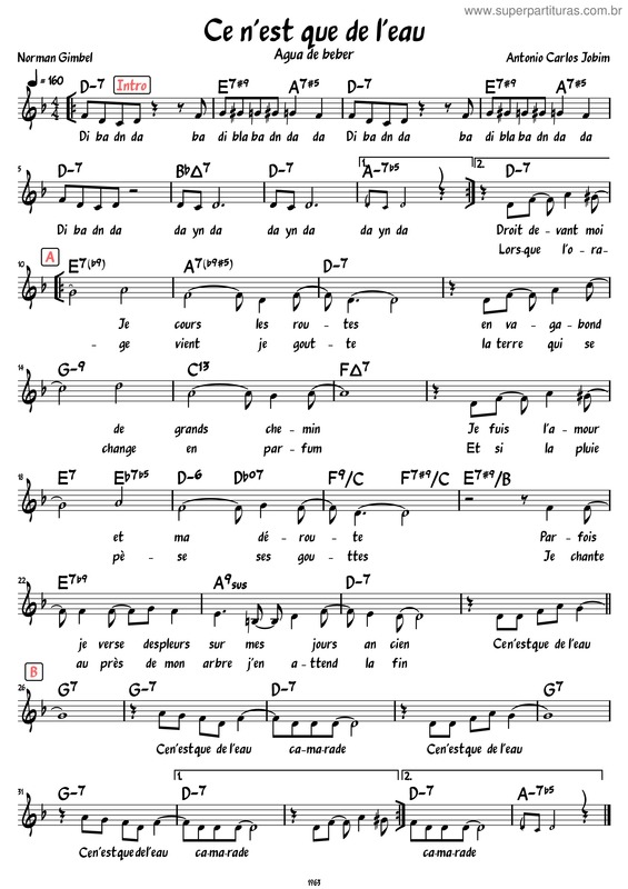 Partitura da música Ce N`Est Que De L`Eau
