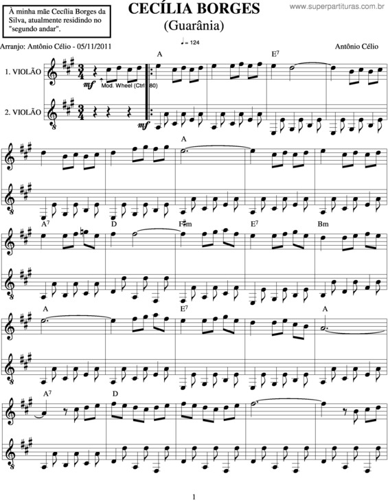 Partitura da música Cecília Borges v.2