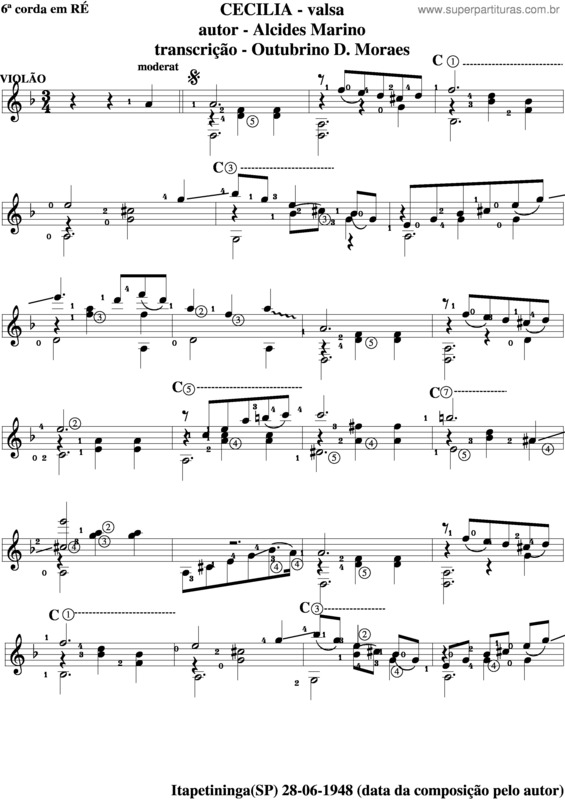 Partitura da música Cecilia v.2