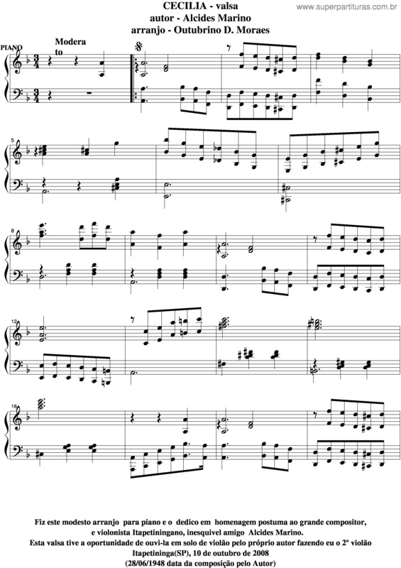 Partitura da música Cecília v.7