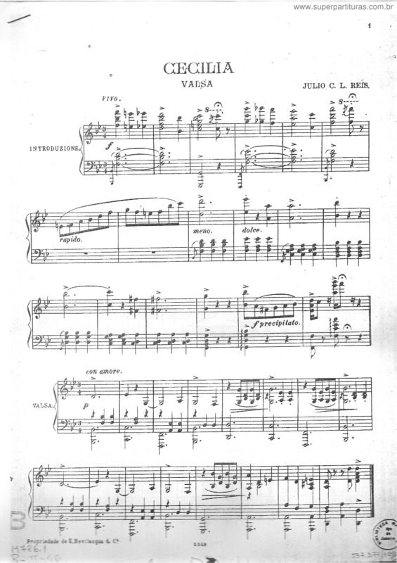 Partitura da música Cecilia