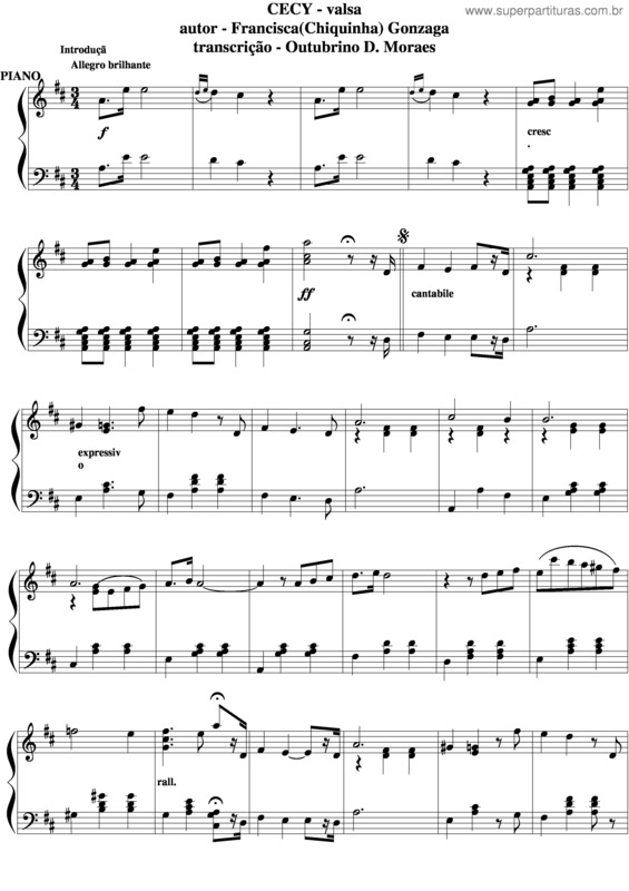 Partitura da música Cecy