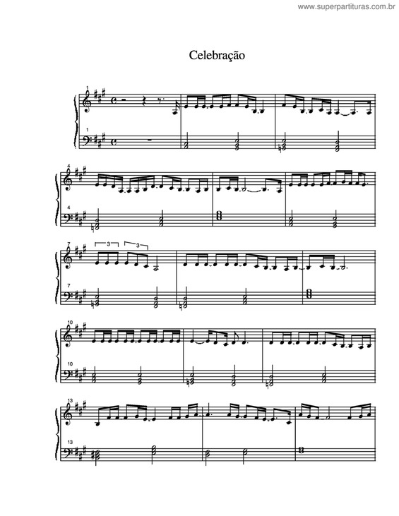 Partitura da música Celebração