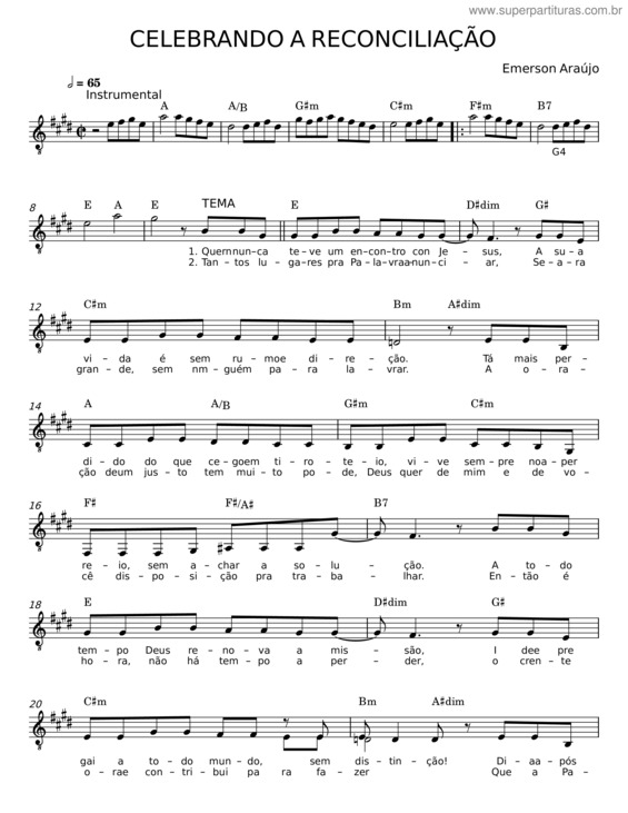 Partitura da música Celebrando A Reconciliação