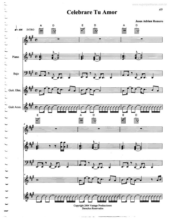 Partitura da música Celebrare Tu Amor