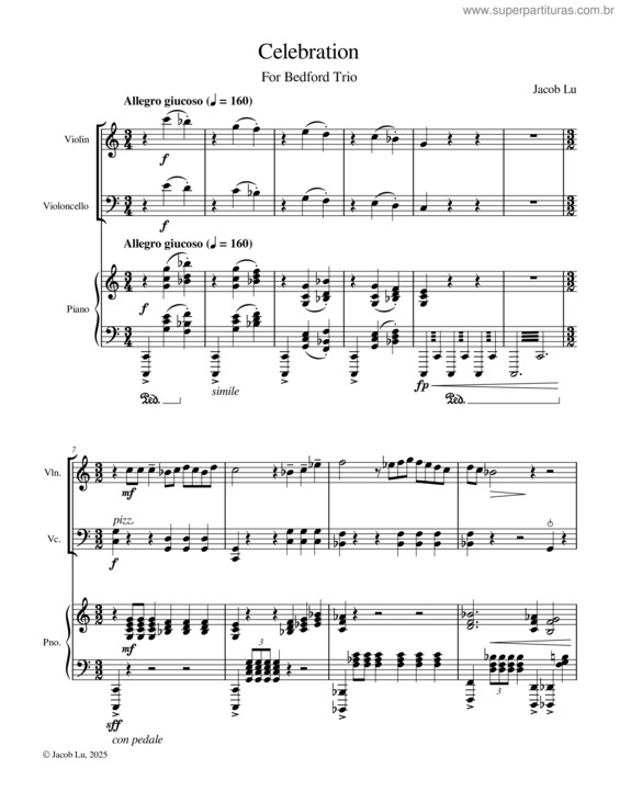 Partitura da música Celebration – Jacob Lu