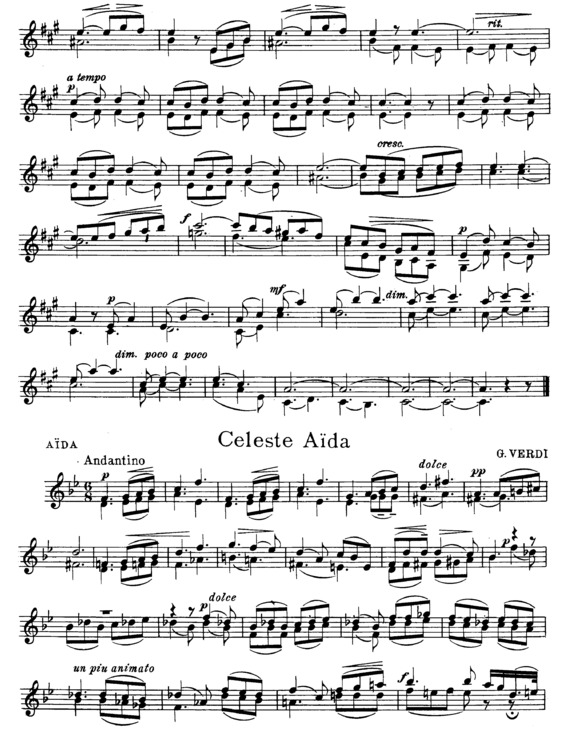 Partitura da música Celeste Aida
