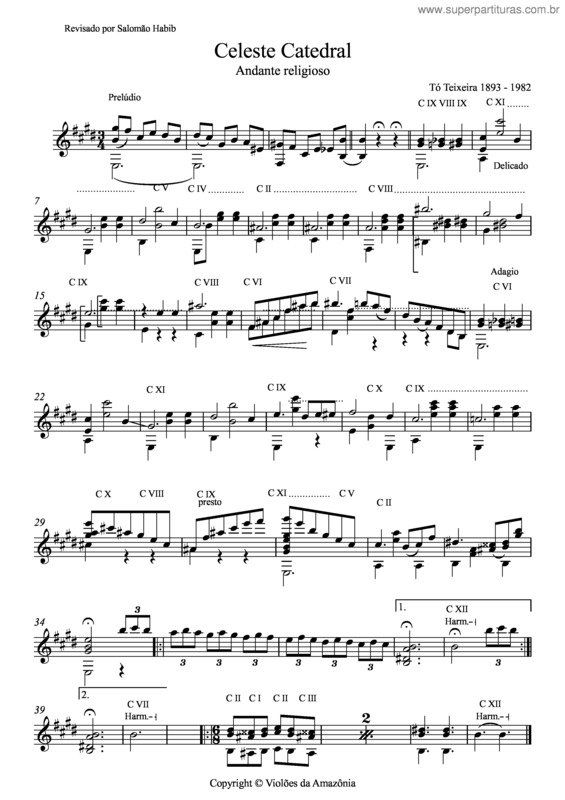 Partitura da música Celeste catedral