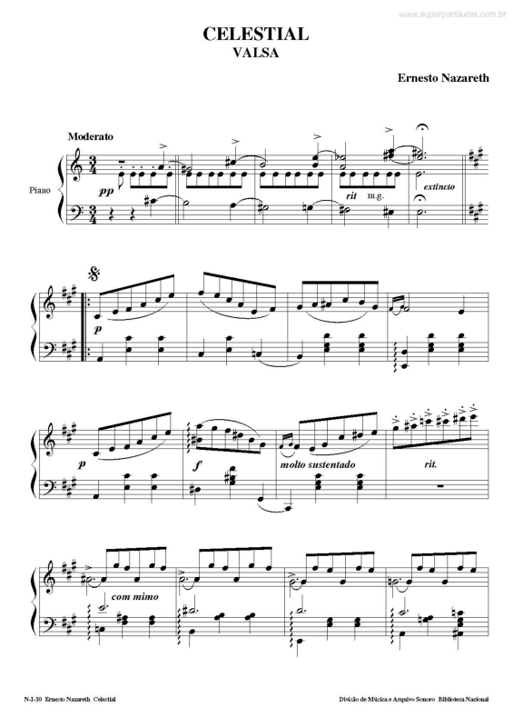 Partitura da música Celestial