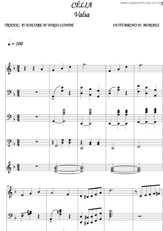 Partitura da música Célia v.2