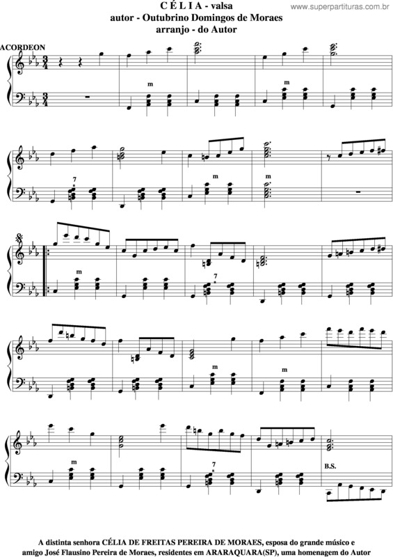 Partitura da música Célia v.3
