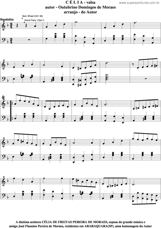 Partitura da música Célia v.5
