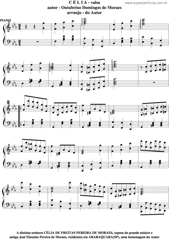 Partitura da música Célia v.6