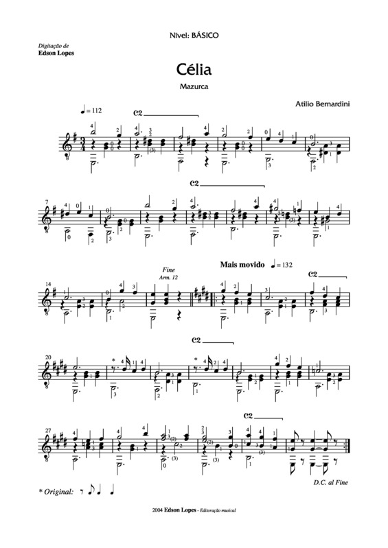Partitura da música Célia v.8