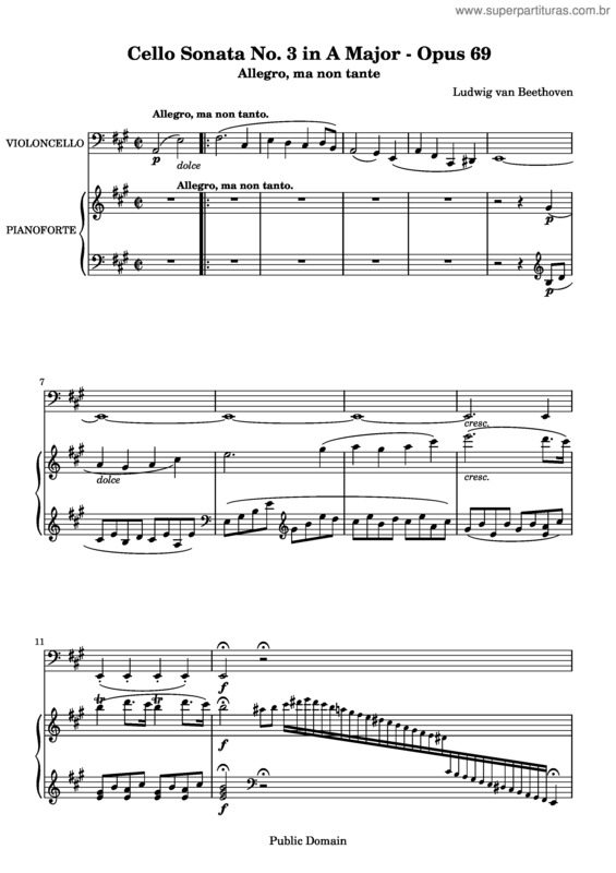 Partitura da música Cello Sonata No. 3 v.2