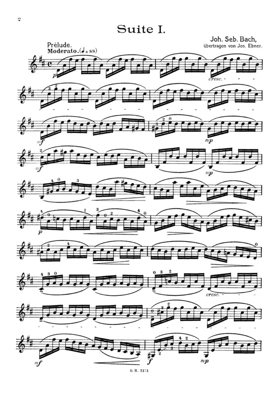 Partitura da música Cello Suite No. 1