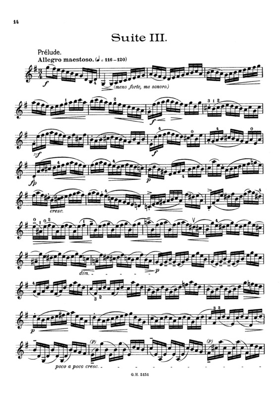 Partitura da música Cello Suite No. 3
