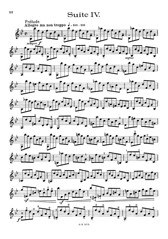 Partitura da música Cello Suite No. 4