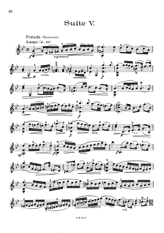 Partitura da música Cello Suite No. 5