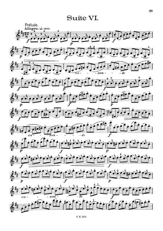 Partitura da música Cello Suite No. 6