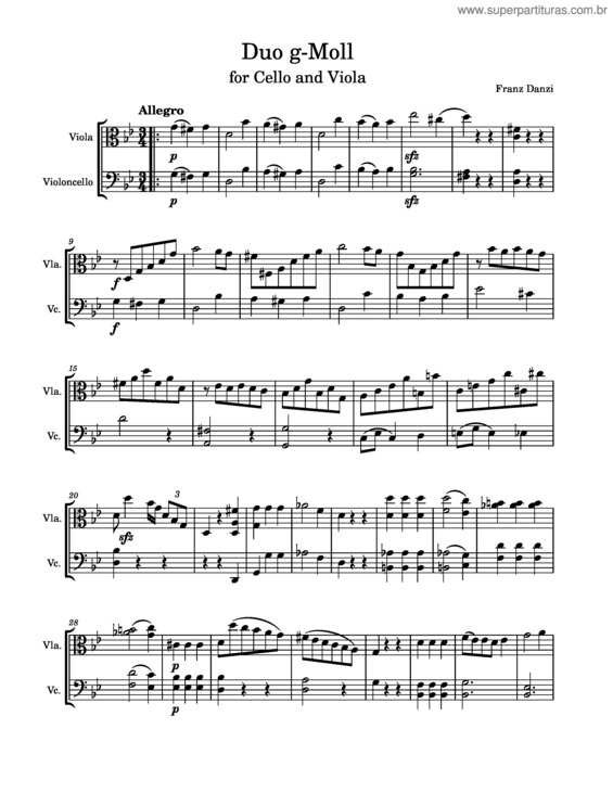 Partitura da música Cello Viola Duet, Op.9, No.2