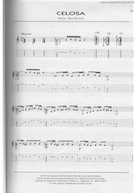 Partitura da música Celosa