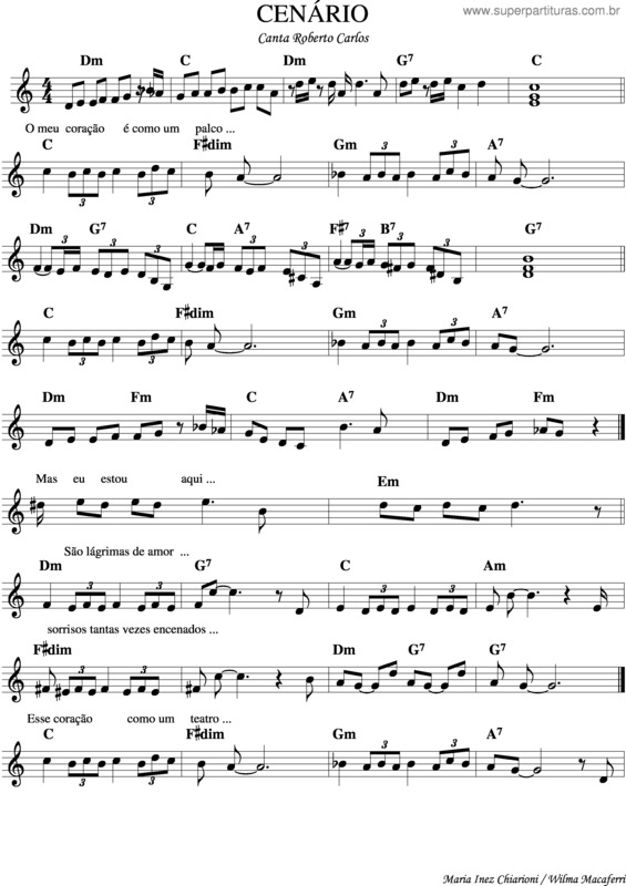 Partitura da música Cenário