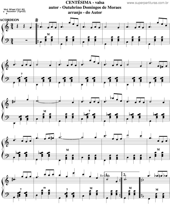 Partitura da música Centésima v.2