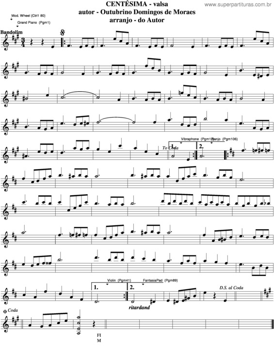 Partitura da música Centésima v.3