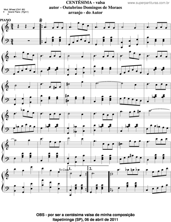 Partitura da música Centésima v.5