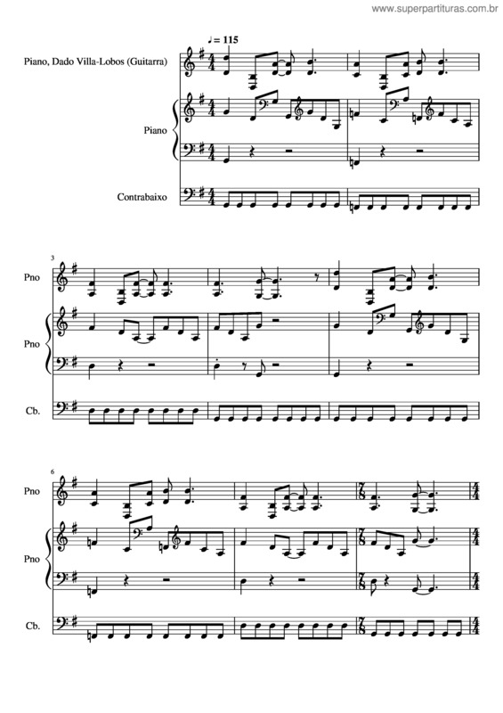 Partitura da música Central Do Brasil – Legião Urbana