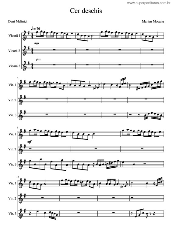 Partitura da música Cer Deschis