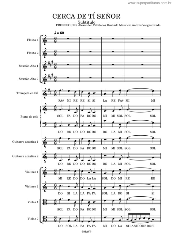Partitura da música Cerca De Ti, Señor – Lowell Mason