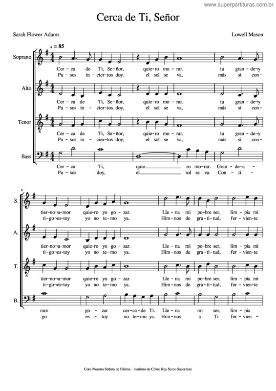 Partitura da música Cerca De Ti, Señor