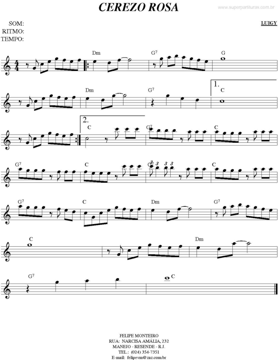 Partitura da música Cerezo Rosa v.2