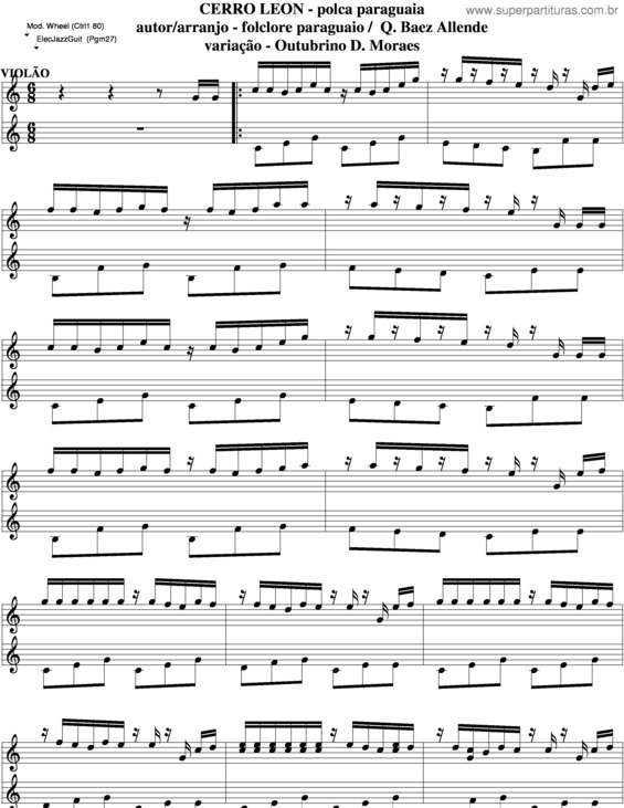 Partitura da música Cerro Leon v.2