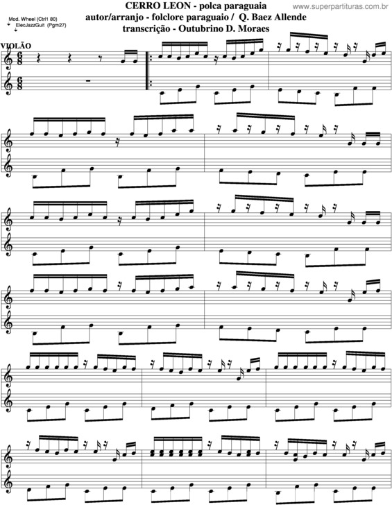 Partitura da música Cerro Leon