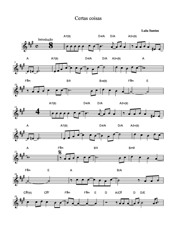 Partitura da música Certas Coisas v.3