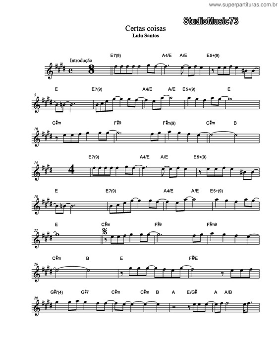 Partitura da música Certas Coisas